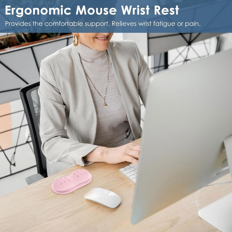 Vankey Ergonomic Mouse Wrist Rest, Soft Support, Memory Foam Pad, Non-Slip Base (Pale Pink) - Image 2
